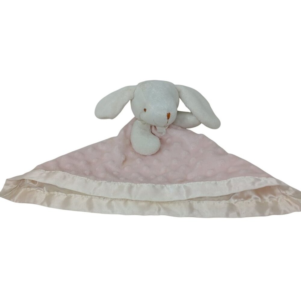 Blankets & Beyond Baby Pink Plush Bunny Lovey Security Satin Trim Soft Cone #D40